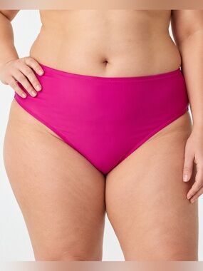 J Crew Womens Hallie Bikini Bottom Sz 2X Radiant Fuchsia Pink High Waist $59